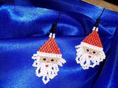 Santa beaded earrings for Christmas. - image2